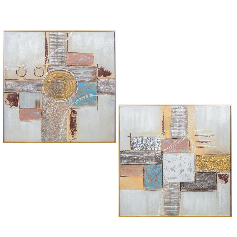 Set of 2 pictures Alexandra House Living Multicolour 82 x 82 x 4 cm