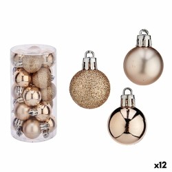 Lot de boules de Noël Champagne Plastique 3 x 4 x 3 cm (12 Unités)