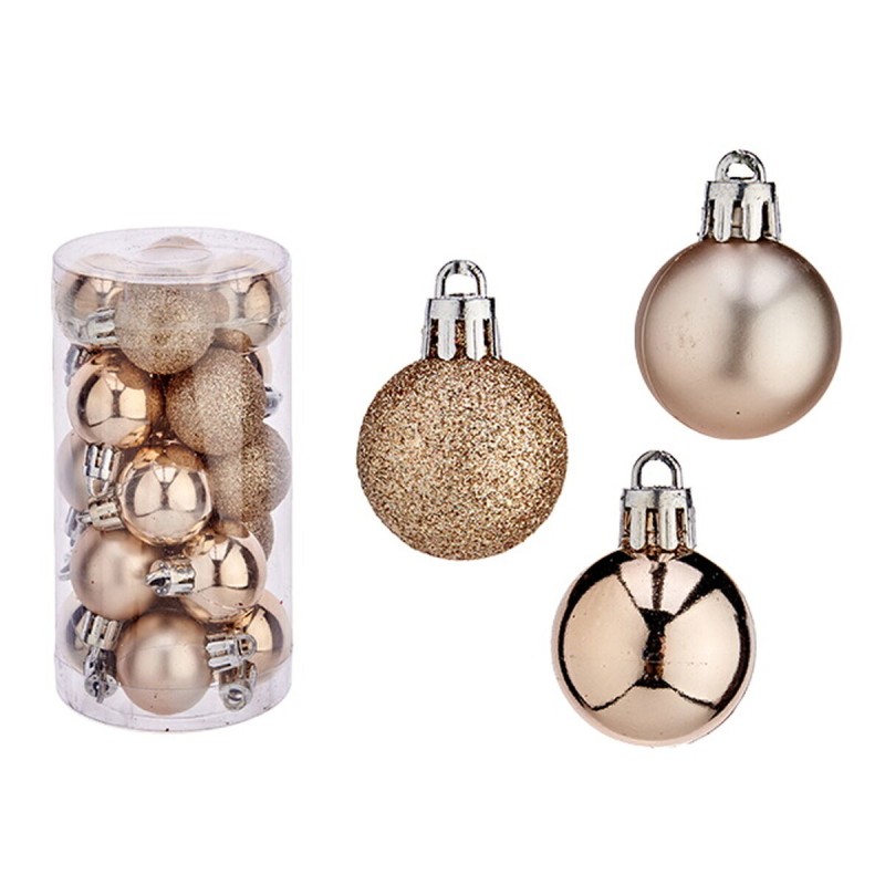 Set of Christmas balls Champagne Plastic 3 x 4 x 3 cm (12 Units)