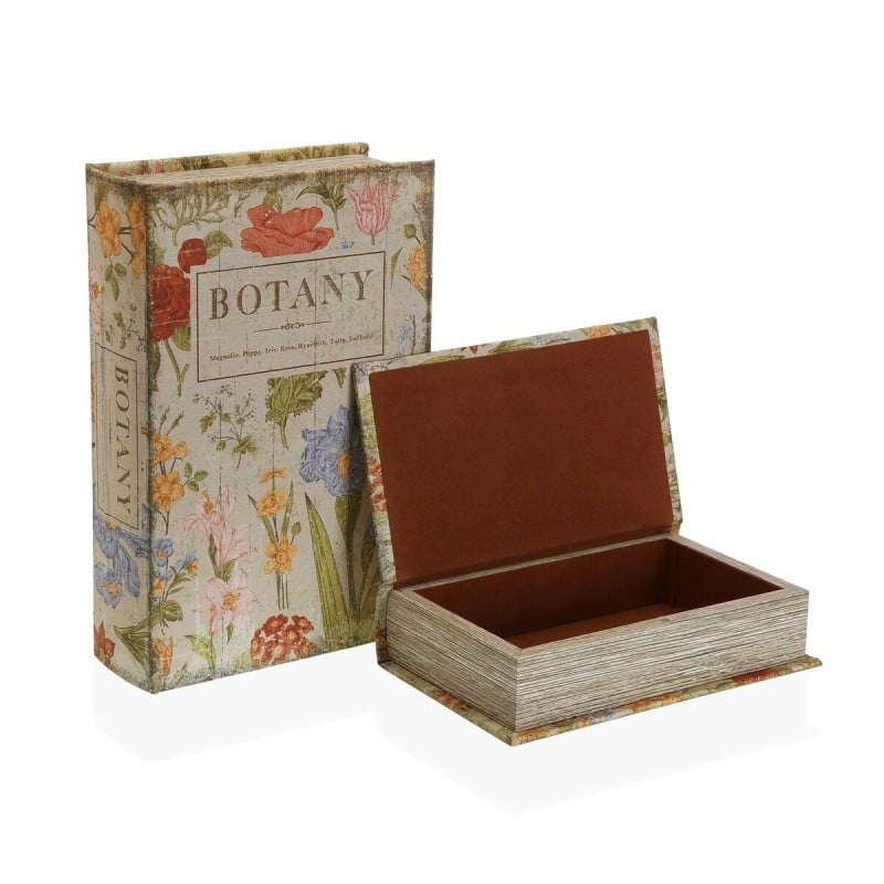 Dekorative Box Versa Botany Buch Leinwand Holz MDF 7 x 27 x 18 cm