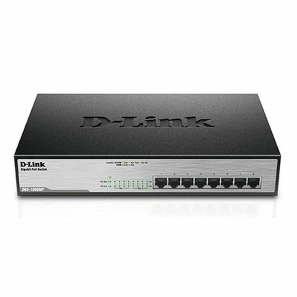 Commutateur Réseau de Bureau D-Link DGS-1008MP 16 Gbps LAN 140W Noir