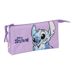 Dreifaches Mehrzweck-Etui Stitch Sweet Blau Lila 22 x 12 x 3 cm