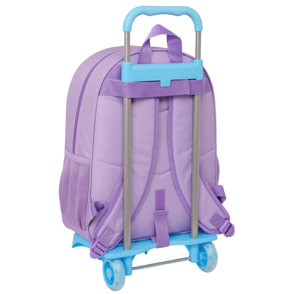 School Rucksack with Wheels Stitch Sweet Blue Lilac 33 x 42 x 14 cm