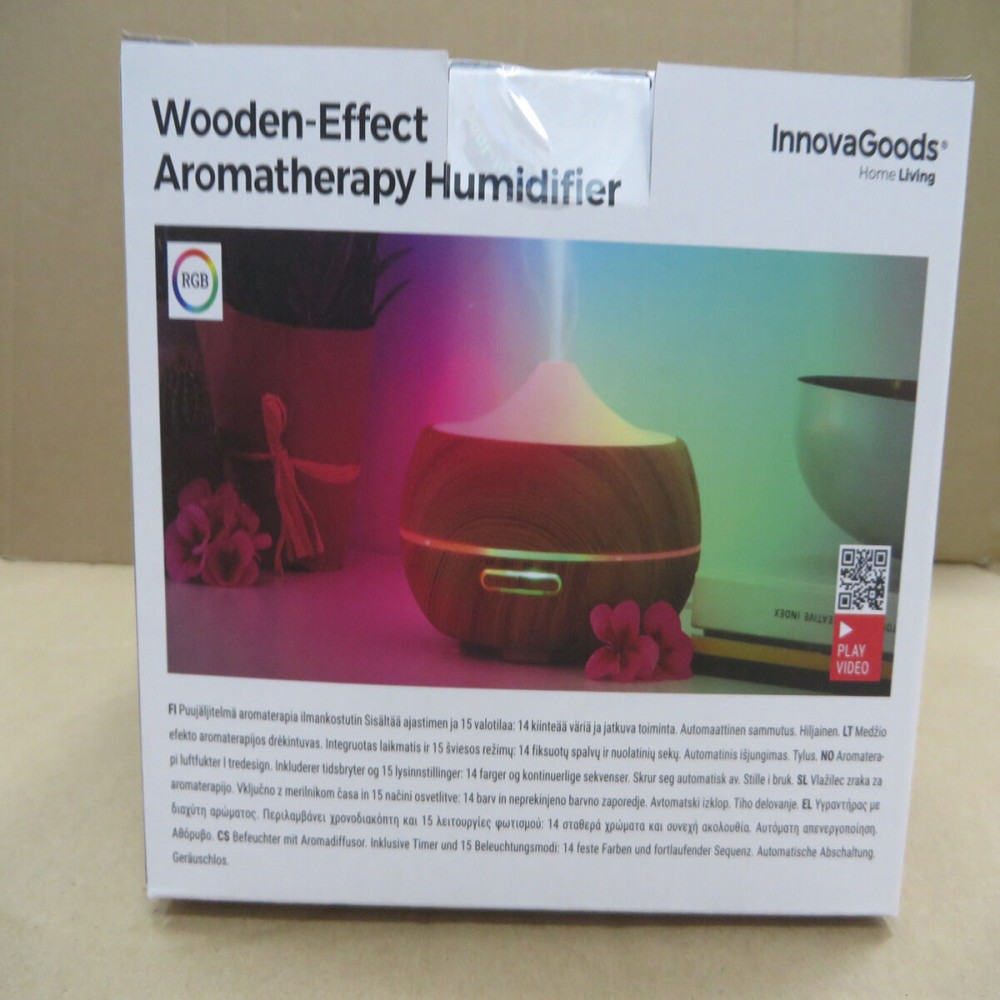 Humidificateur à Diffuseur d'Arômes avec LED Multicolore Wooden-Effect InnovaGoods