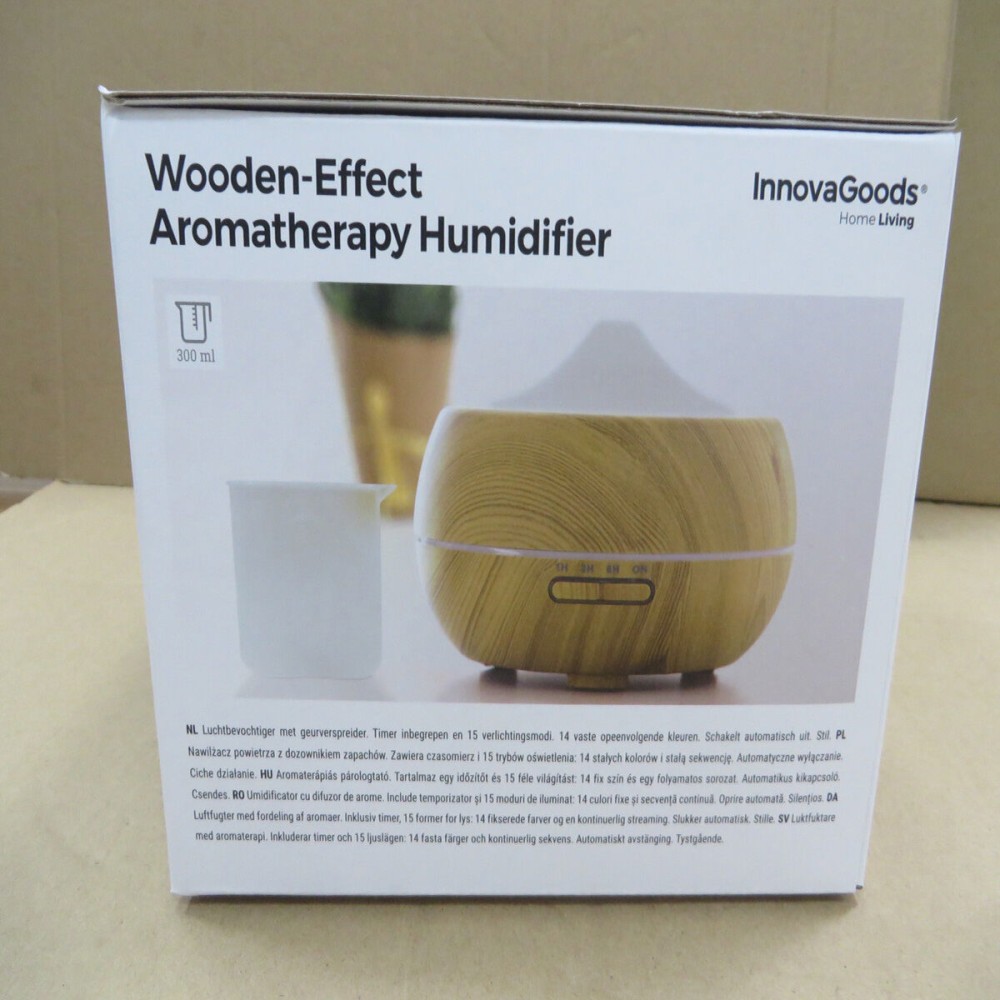 Aroma Diffuser Humidifier with Multicolour LED Wooden-Effect InnovaGoods