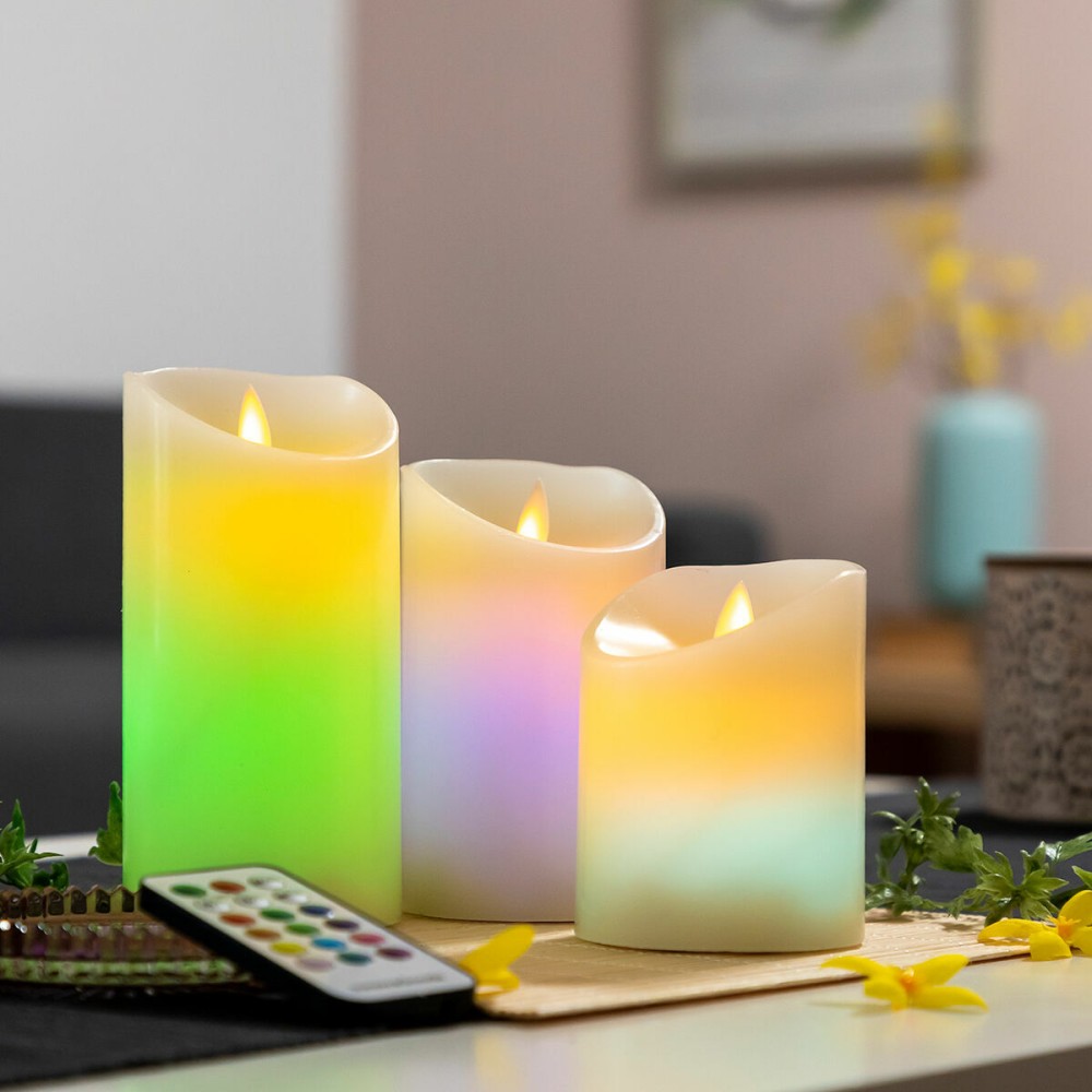 Multicolour Flame-Effect LED Candles with Remote Control Lendles InnovaGoods 3 Units