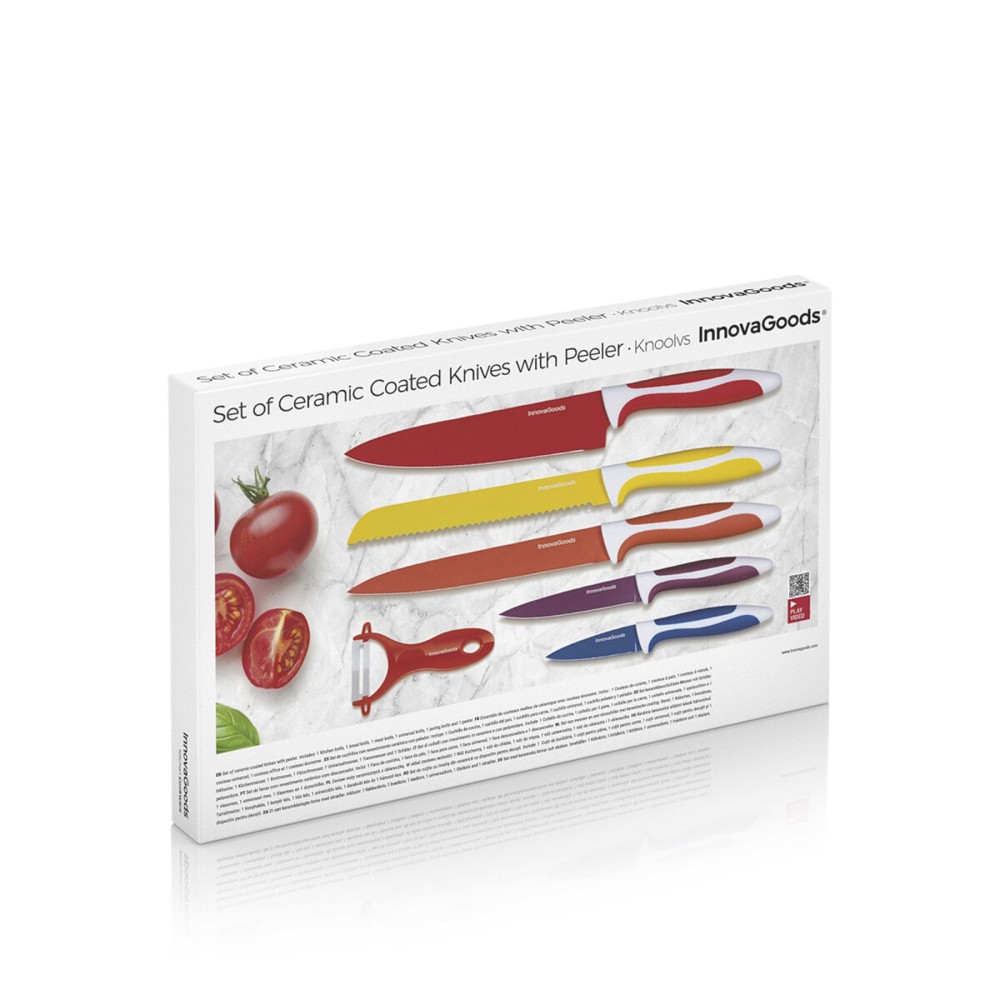 Set of Ceramic Coated Knives with Peeler Knoolvs InnovaGoods 6 Pieces