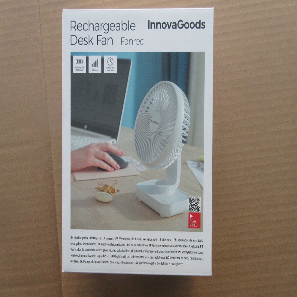 Wiederaufladbarer Schreibtischventilator Fanrec InnovaGoods Ø5,4'' 3600 mAh / 13,3 W