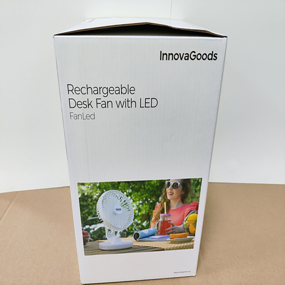 Ventilateur de Bureau Rechargeable avec LED FanLed InnovaGoods Ø6,6'' 4000 mAh