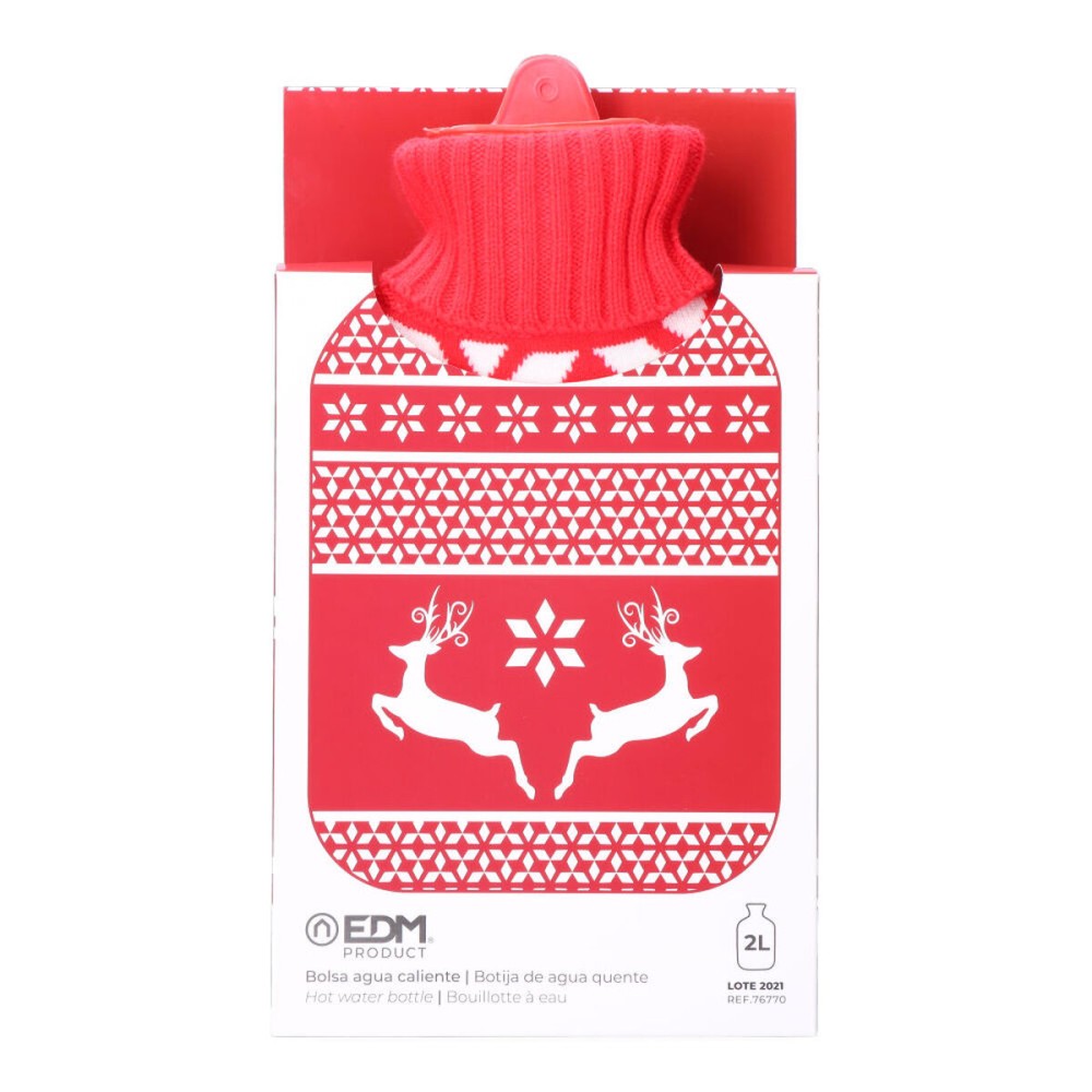 Hot Water Bottle EDM 76770 Rojo/Blanco Wool 2 L Plastic