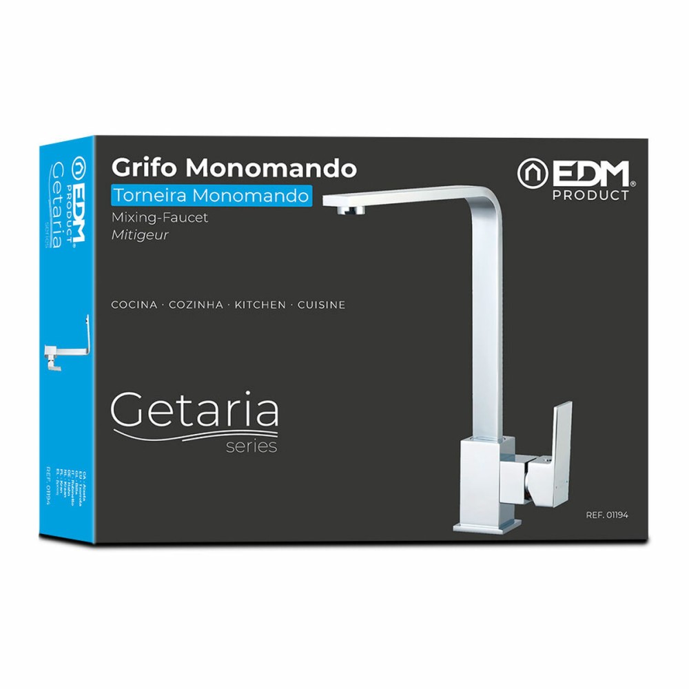 Mixer Tap EDM 01194 Getaria Silver Stainless steel Brass Zinc 5,2 x 20,05 x 33,8 cm