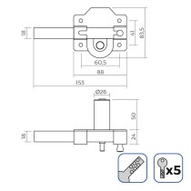 Serrure de sécurité EDM 85197 Doré Acier