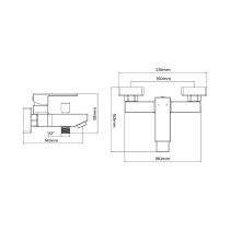 Mischbatterie EDM 01193 Getaria Edelstahl Messing Zink 21 x 15,3 x 9,3 cm Badewanne