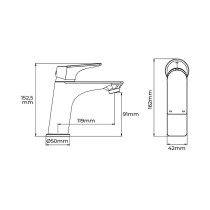 Mischbatterie EDM 01130 Cascais Edelstahl Messing Zink 4,2 x 16,2 x 15,25 cm Waschbecken