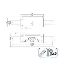 Lock EDM 85260 Steel 154 x 59 mm Blind To pack