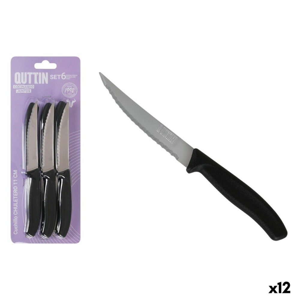 Messerset Quttin 11 cm Schwarz Silberfarben 6 Stücke (12 Stück)