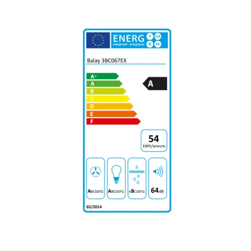 Hotte standard Balay 3BC067EX 60 cm 730 m³/h 255W A