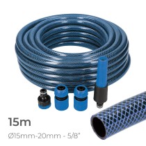 Hose with accessories kit EDM 74098 5/8" 20 mm x 15 m Blue (15 m)