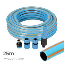 Hose with accessories kit EDM 74108 PVC 5/8" 20 mm x 25 m Blue (25 m)