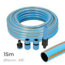 Hose with accessories kit EDM 74107 PVC 5/8" 20 mm x 15 m Blue (15 m)