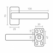 Handle set EDM 85451 6800 Aluminium 7 x 2,5 x 13 cm