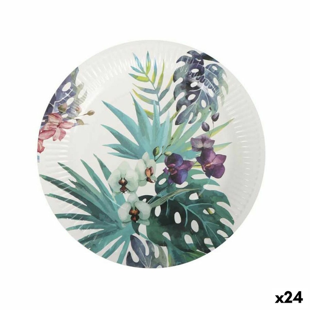 Service de vaisselle Algon Produits à usage unique Carton Tropical 3 Pièces 28 cm (24 Unités)