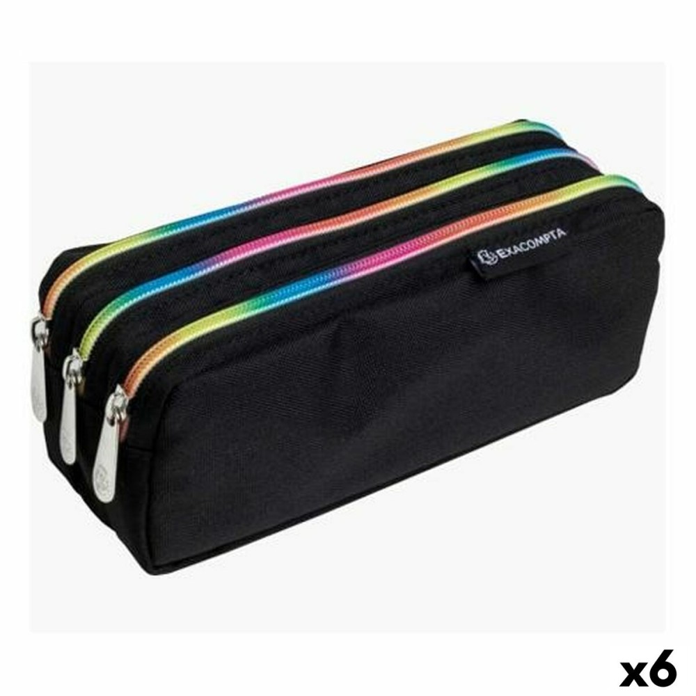 Trousse d'écolier Exacompta Rainbow Noir 22,5 x 8 x 10 cm (6 Unités)