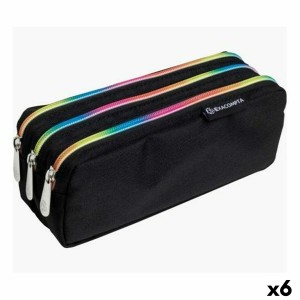 Trousse d'écolier Exacompta Rainbow Noir 22,5 x 8 x 10 cm (6 Unités)