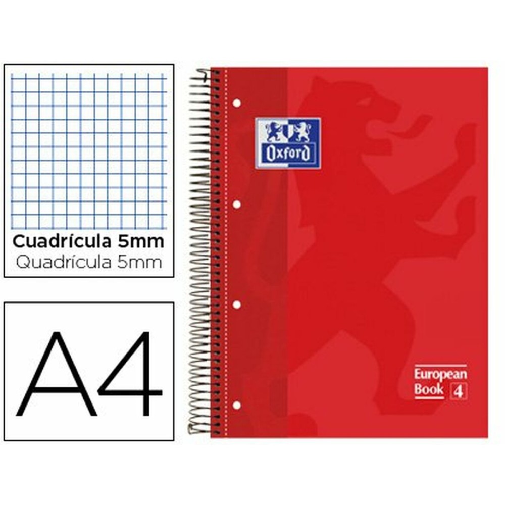 Cahier Oxford EUROPEANBOOK 1 Rouge A4+ 80 Volets 5 Pièces (25 Unités)