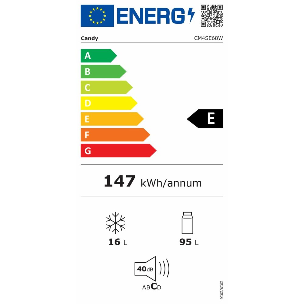 Kühl-Gefrierkombination Candy CM4SE68W Weiß 111 l