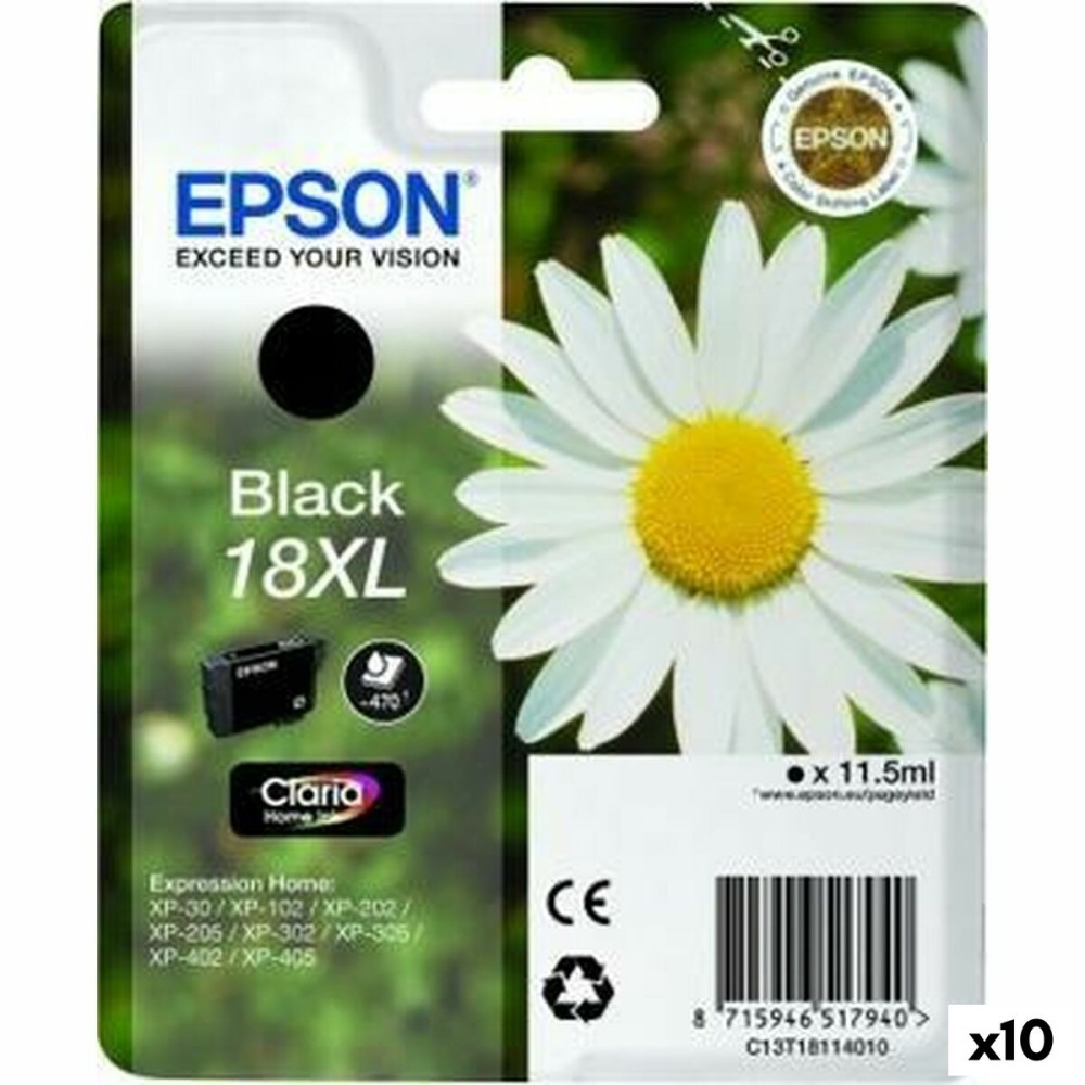 Original Ink Cartridge Epson Nº18XL Black (10 Units) (1 Unit)