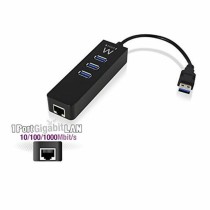 USB Hub Ewent AAOAUS0127 3 x USB 3.1 RJ45 Plug and Play