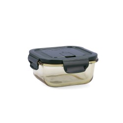 Lunchbox hermetisch Bidasoa Infinity karriert 520 ml Gelb Glas (12 Stück)