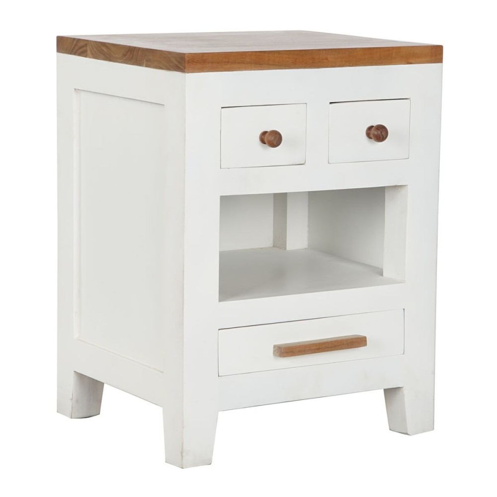 Nightstand DKD Home Decor White Brown Acacia Mango wood 45 x 40 x 60 cm