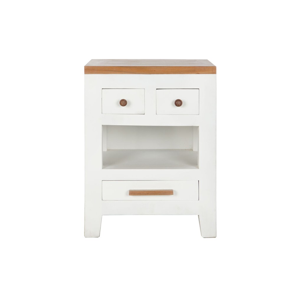 Nightstand DKD Home Decor White Brown Acacia Mango wood 45 x 40 x 60 cm