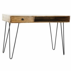 Desk DKD Home Decor 115 x 55 x 76 cm Natural Black Metal