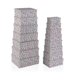 Jeu de Caisses de Rangement Empilables Versa Coeurs Carton 15 Pièces 35 x 16,5 x 43 cm