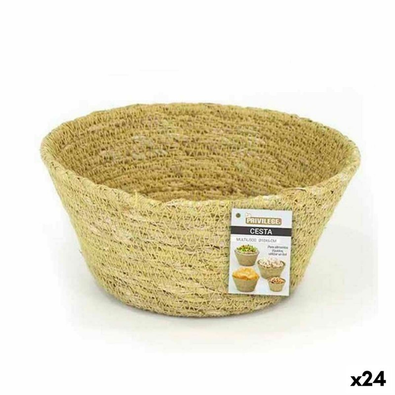 Multi-purpose basket Privilege Seagrass Circular 10 x 6 cm (24 Units)