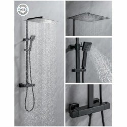 Colonne de douche Oceanic Noir mat Acier inoxydable ABS 40 x 40 cm