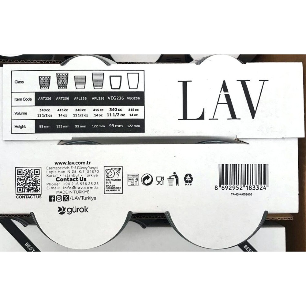 Set of glasses LAV 65357 340 ml 4 Pieces (4 Units) (12 Units)