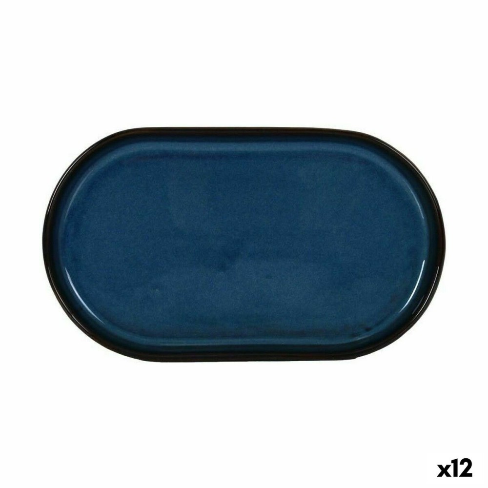 Tablett für Snacks La Mediterránea Chester Blau Oval 25,3 x 13,5 x 2,6 cm (12 Stück)