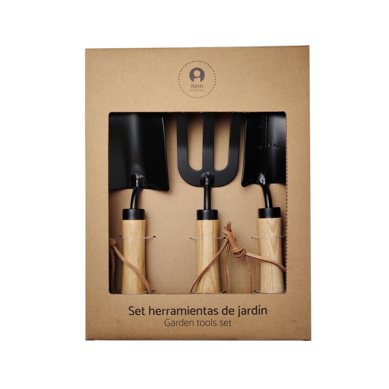 Kit d'outils de jardin Home ESPRIT 3 Pièces Marron Noir Acier