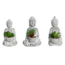 Dekorationspflanze Home ESPRIT Polyäthylen Zement Buddha Orientalisch 10,5 x 8 x 16 cm (3 Stück)