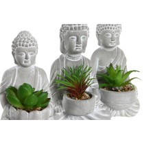 Decorative Plant Home ESPRIT Polyethylene Cement Buddha Oriental 10,5 x 8 x 16 cm (3 Units)