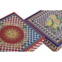 Box for Infusions Home ESPRIT Blue Red Multicolour Metal Crystal MDF Wood 24 x 24 x 6,5 cm (2 Units)