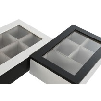 Box for Infusions Home ESPRIT White Black Metal Crystal MDF Wood 23 x 15 x 6,5 cm (2 Units)