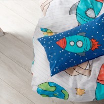 Parure de couette HappyFriday Mr Fox Space rocket Multicouleur Lit 1 persone 2 Pièces