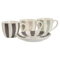 Jeu de 6 tasses avec plat Home ESPRIT Vert Beige Gris Porcelaine 90 ml 8,5 x 6,2 x 5,5 cm