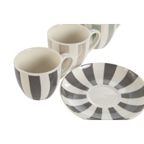 Jeu de 6 tasses avec plat Home ESPRIT Vert Beige Gris Porcelaine 90 ml 8,5 x 6,2 x 5,5 cm