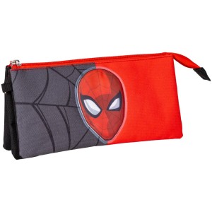 Trousse Fourre-Tout Triple Spider-Man Rouge Noir 22,5 x 2 x 11,5 cm